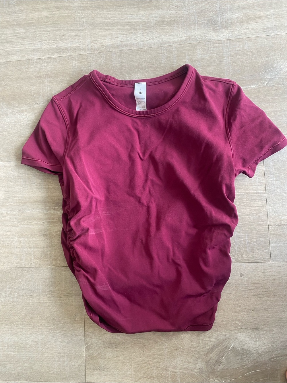 LULULEMON Burgundy Ruched Side Athletic Tee
